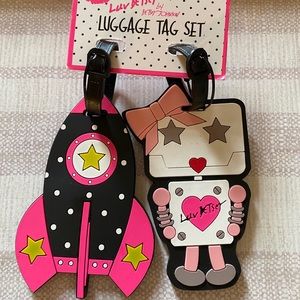 Betsey Robot Rocket luggage tag set kitsch